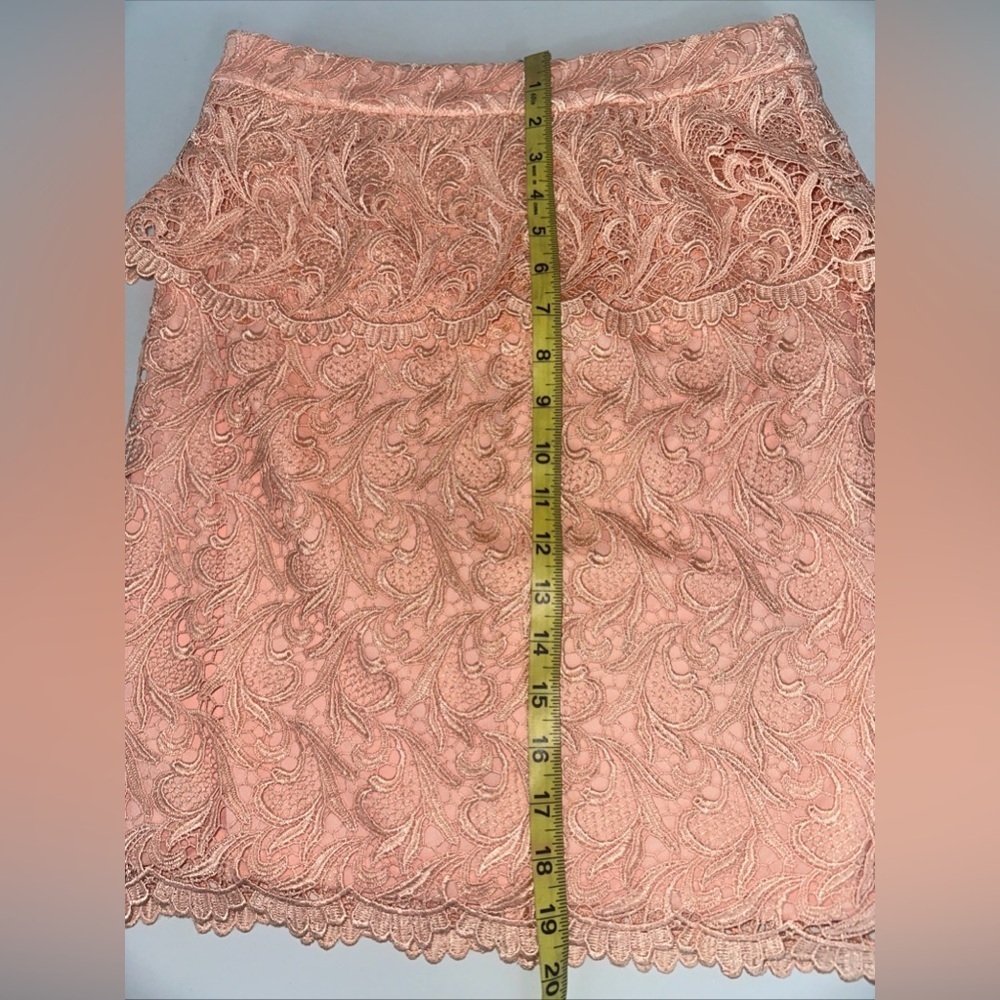 NWT Gianni Bini Sz S Women's Lace Pencil Mini Skirt Brynn  Light Salmon - Picture 5 of 7